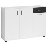Kommode Jakob  ca. 110x83,5x35,5cm Weiß.Schwarz - Silberfarben/Schwarz, MODERN, Holzwerkstoff/Kunststoff (110/83,5/35,5cm) - MID.YOU