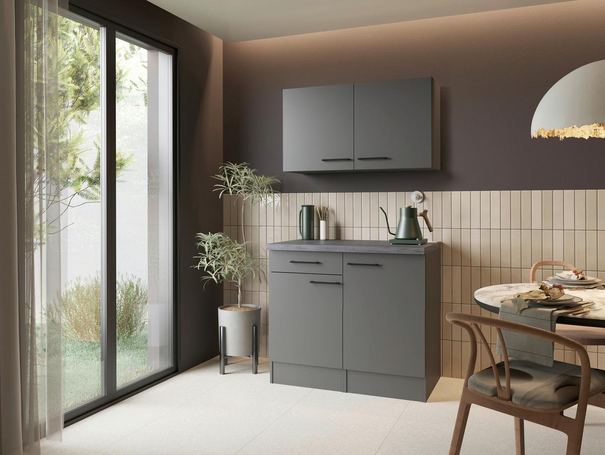 Buffet Oliver Grau - Schwarz/Grau, Trend, Holzwerkstoff/Metall (100/200/60cm) - Respekta