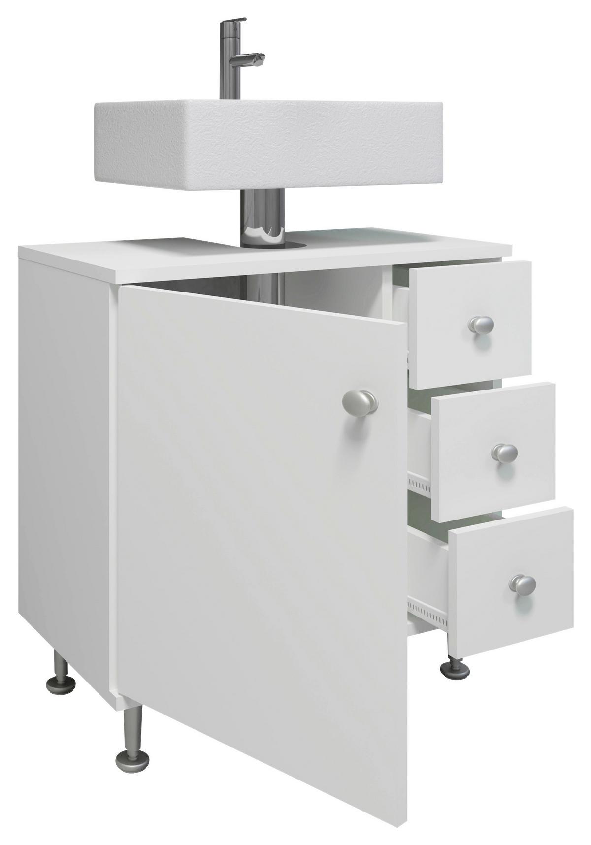 Omarica Za Pod Umivalnik Nilosi M, Bela - srebrne barve/bela, Moderno, umetna masa/leseni material (60/61/33cm) - MID.YOU