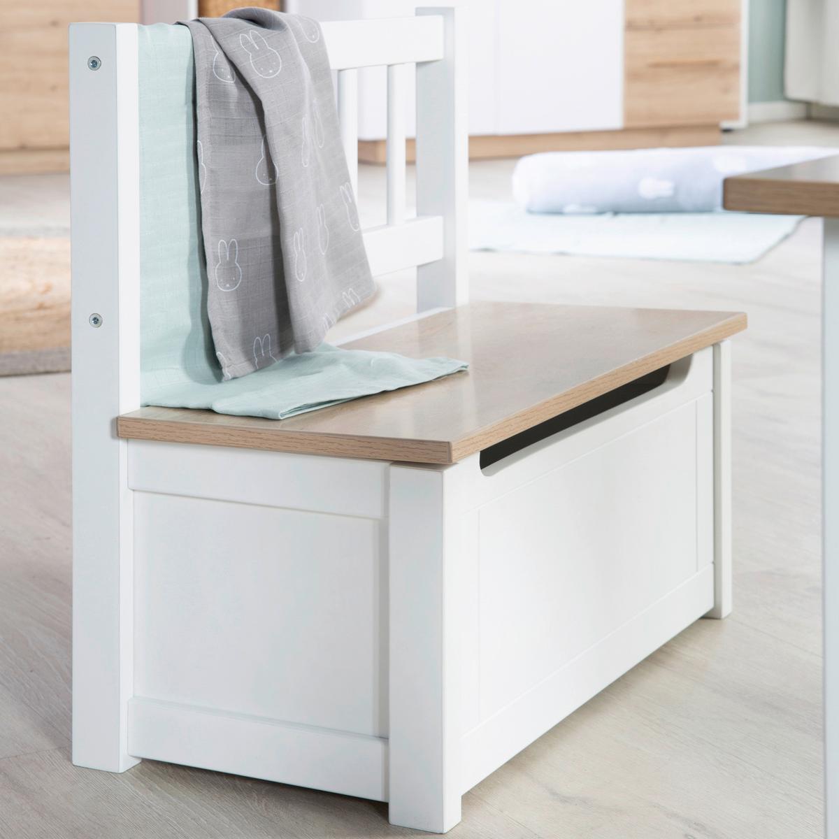 Truhenbank Woody in Natur/Weiß - Hellbraun/Weiß, Holzwerkstoff (56/53/28cm) - Roba