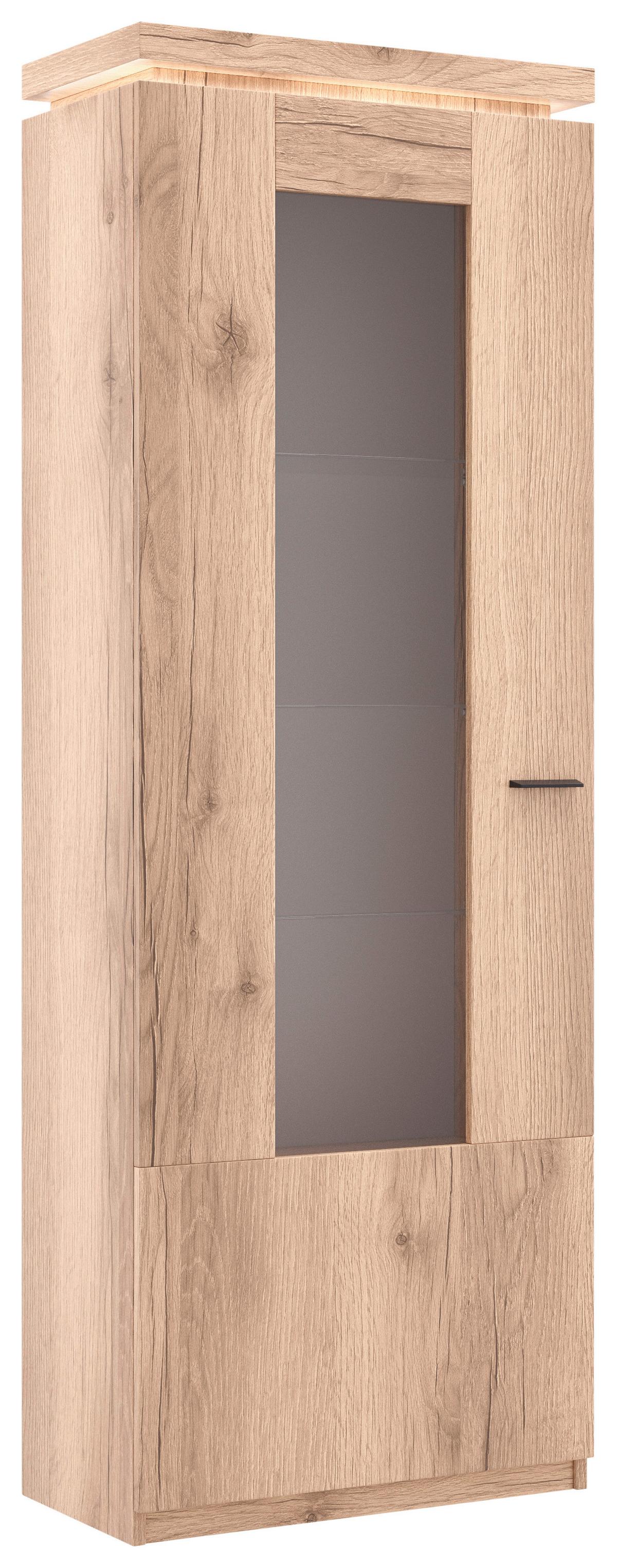 Vitrina Vancouver, Z Osvetlitvijo - barve hrasta/antracit, Moderno, kovina/steklo (70/198/38cm) - Mömax