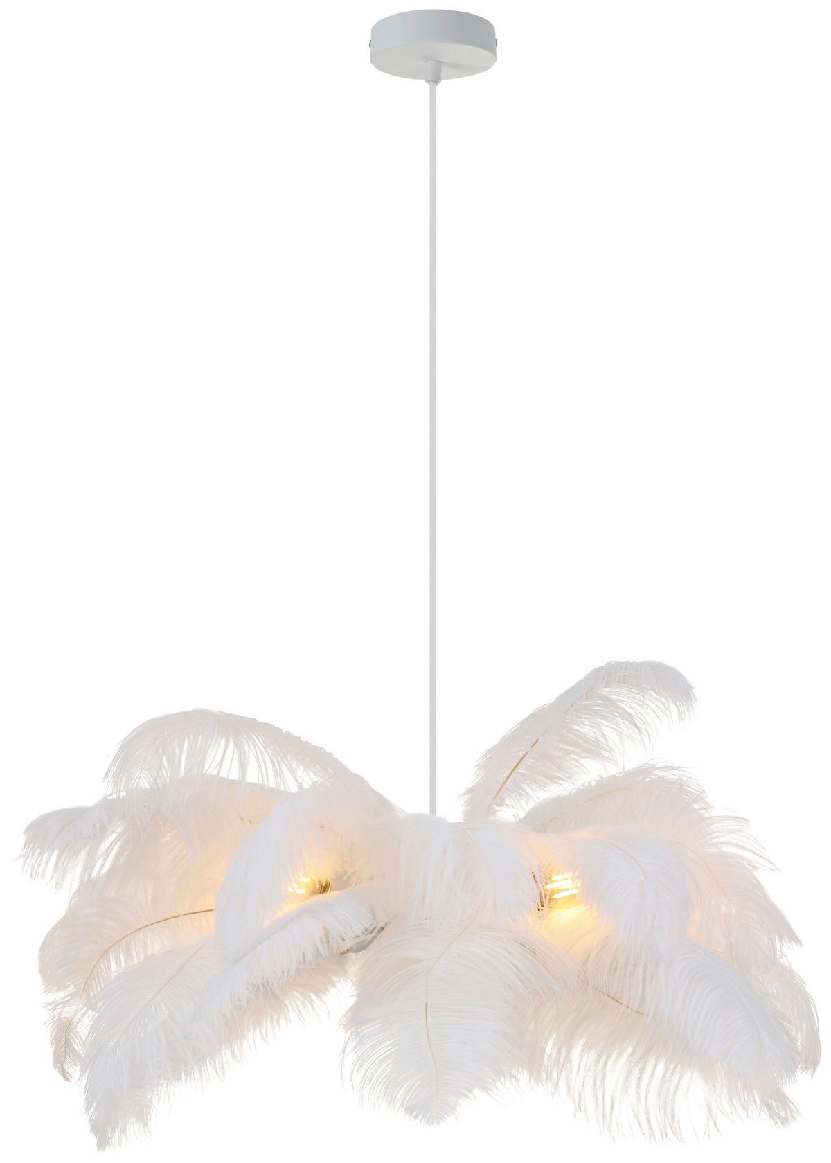 Hängeleuchte Fedi Weiß max. 3 Watt - Weiß, MODERN, Textil/Metall (55/120cm)