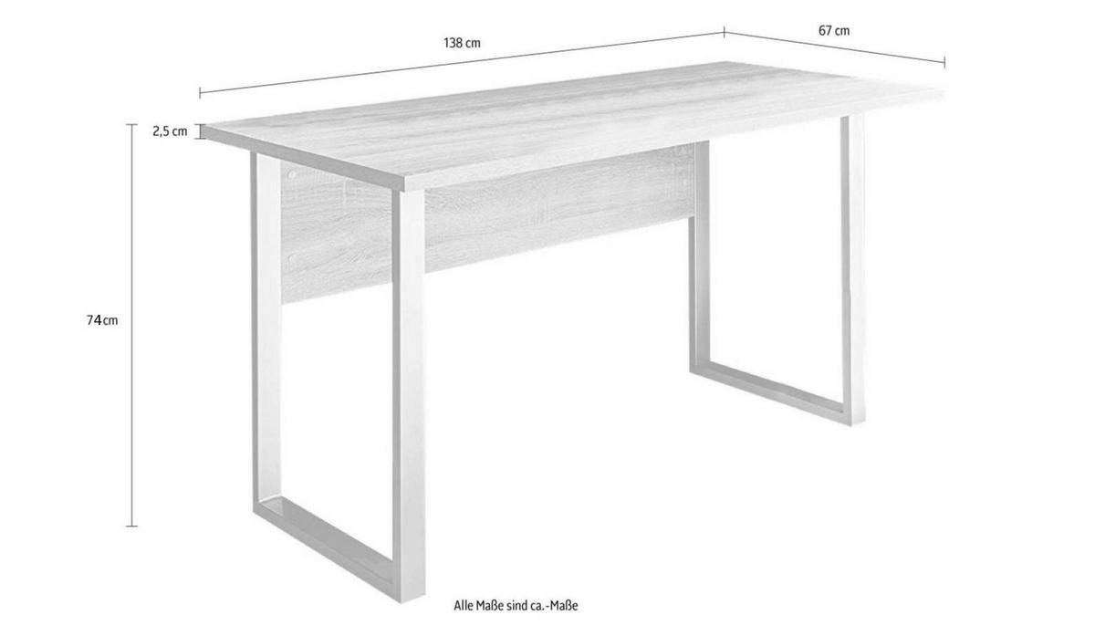 Büro Office Edition - Mini Set 2 Weiß/Eiche - Weiß/Sonoma Eiche, MODERN, Holzwerkstoff/Metall - MID.YOU