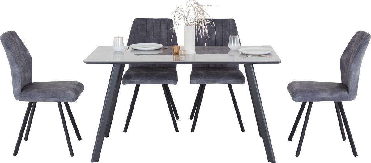 Jedilna Miza George, Črna, Siva, 140x80 - siva/črna, Konvencionalno, kovina/leseni material (140/76/80cm) - Mömax