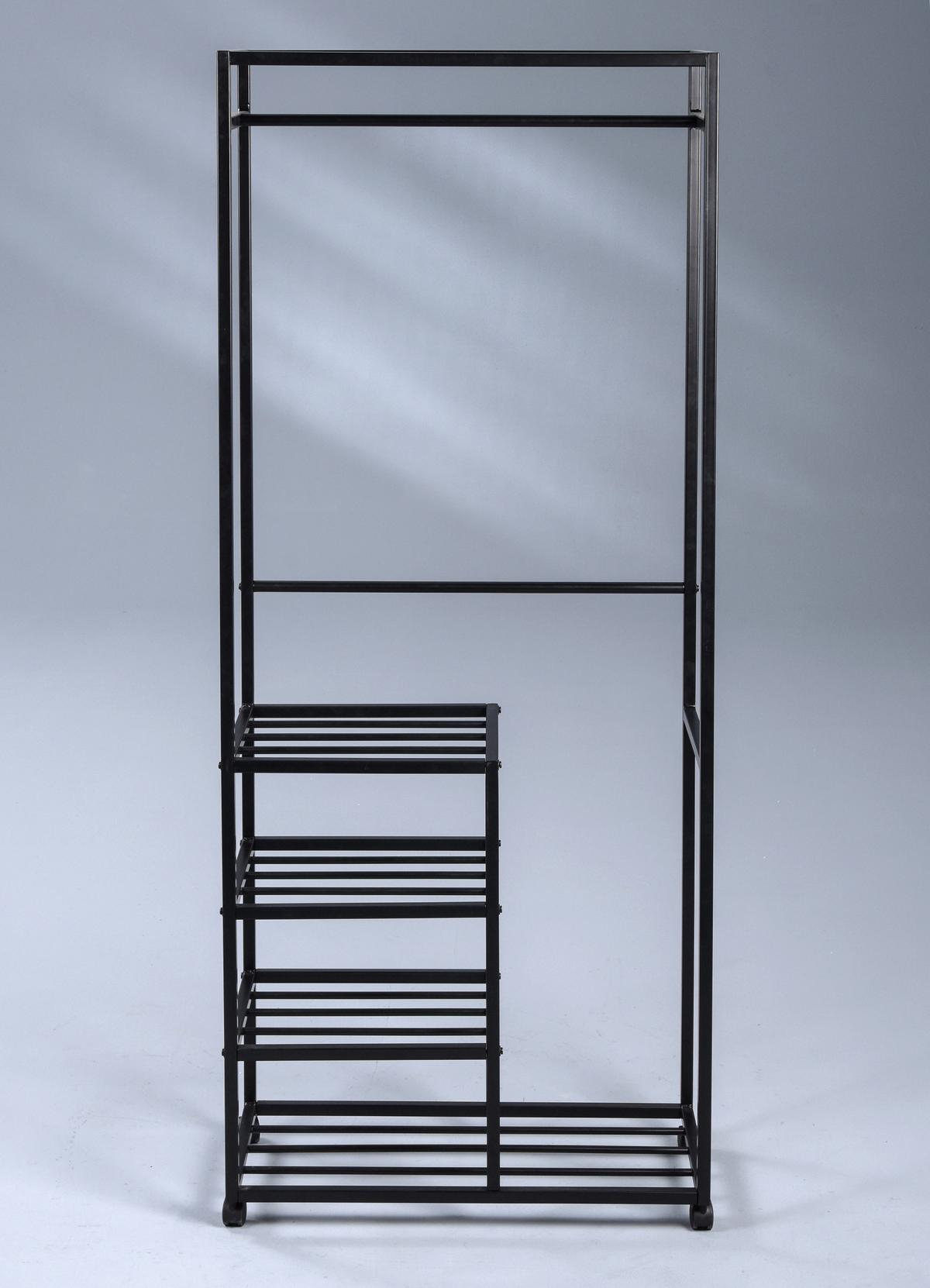 WIESZAK NA UBRANIA NA KÓŁKACH ANDORRA - czarny, Basics, tworzywo sztuczne/metal (75/183/35cm)