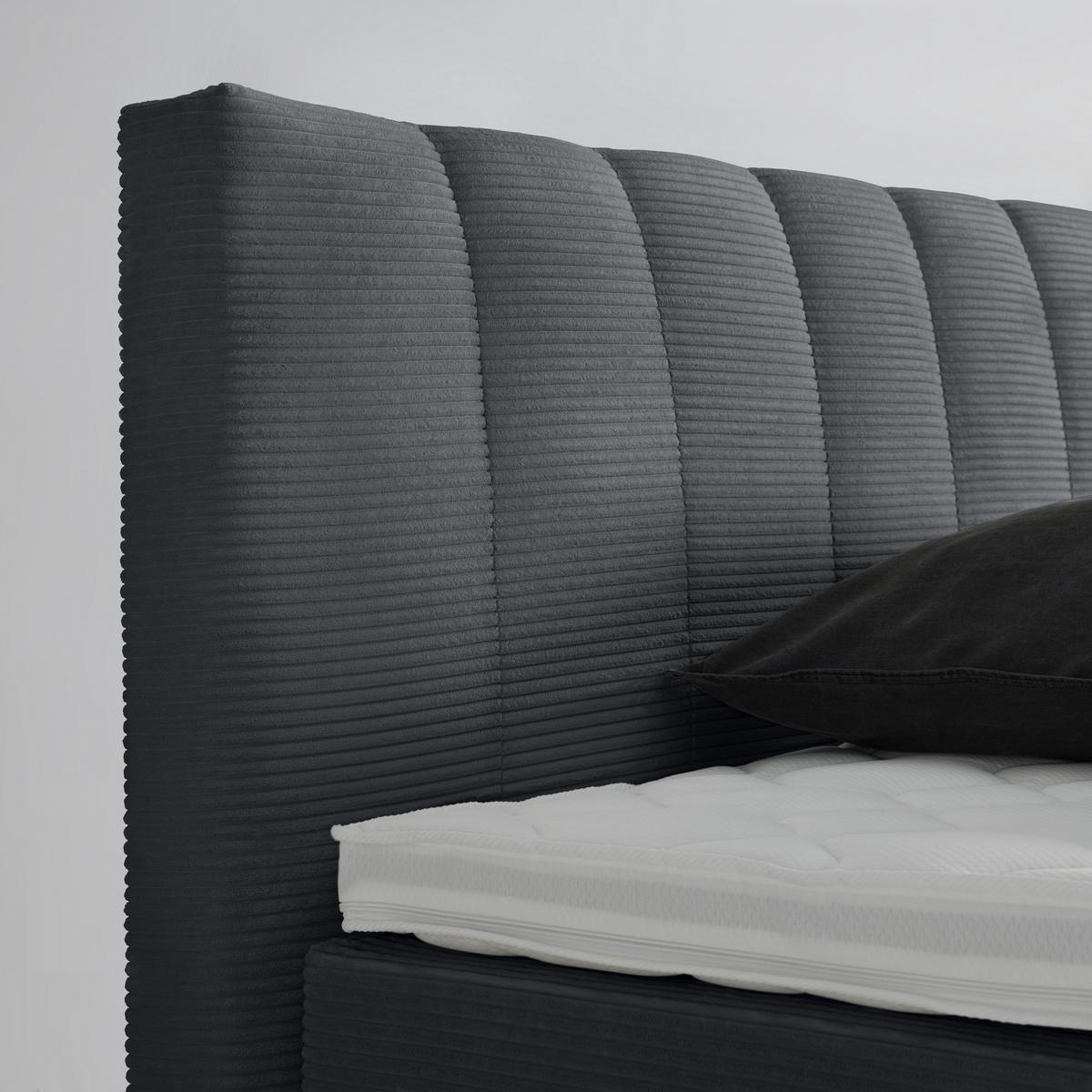 Boxspring Krevet Malaga - srebrne boje/tamno siva, Konvencionalno, drvni materijal/tekstil (160/200cm) - Premium Living