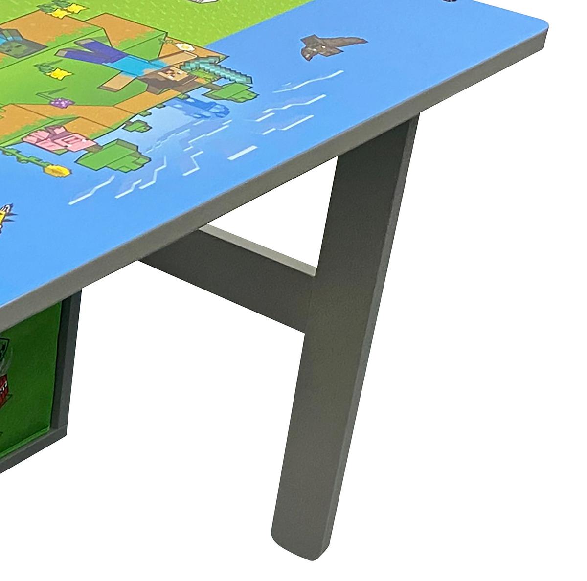 Kindersitzbank Minecraft ca. 66x60x35 cm Grau/Grün/Blau - Multicolor, MODERN, Holzwerkstoff/Textil (65,4/60/35cm) - Minecraft