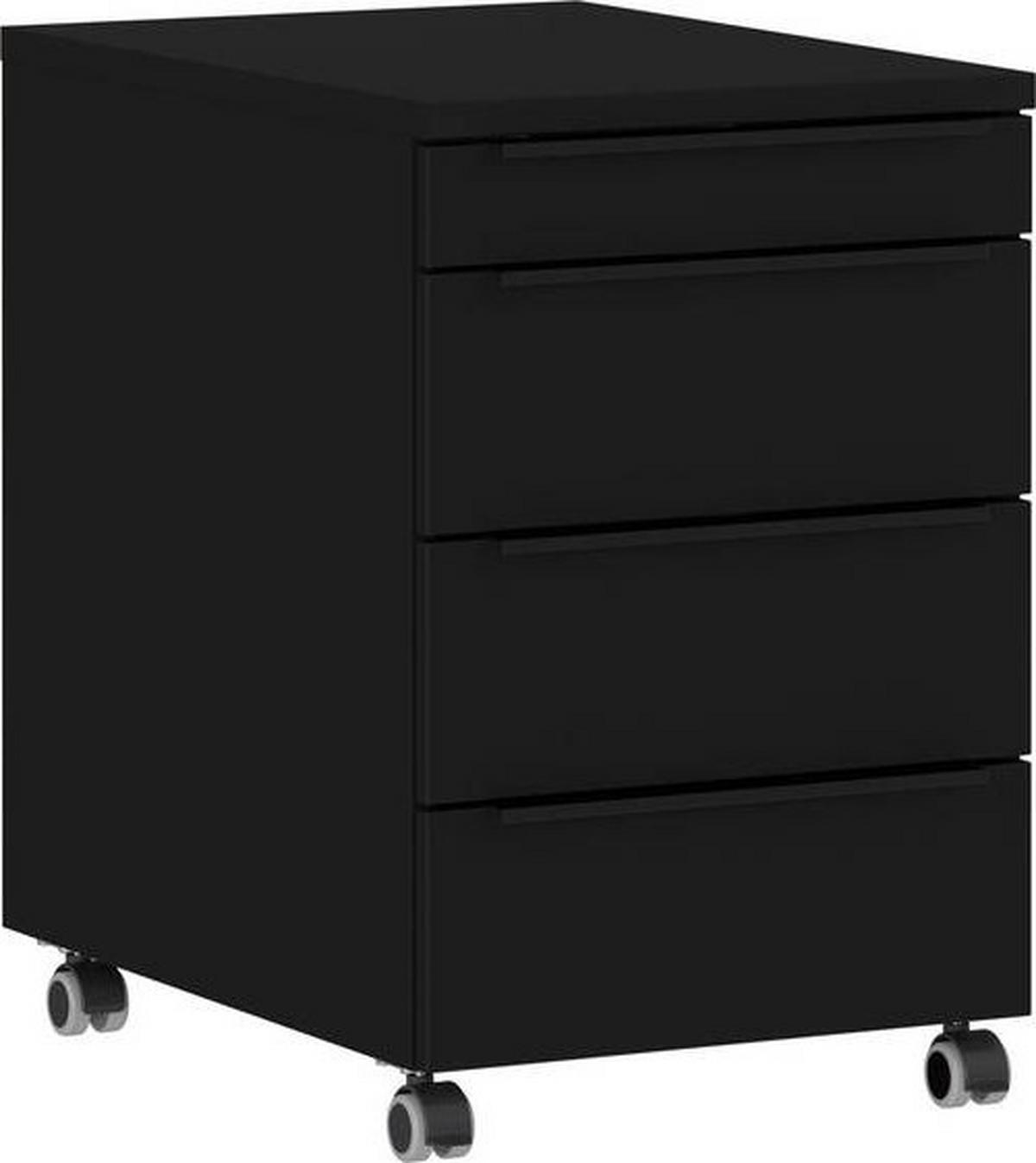 Rollcontainer Ribera in Schwarz - Schwarz, Modern, Holzwerkstoff/Kunststoff (42/63/60cm) - Premium Living