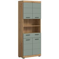 Hochschrank Scout ca. 74x191x31 cm Salbeigrün - Salbeigrün/Schwarz, MODERN, Holzwerkstoff/Kunststoff (74/191/31cm) - MID.YOU