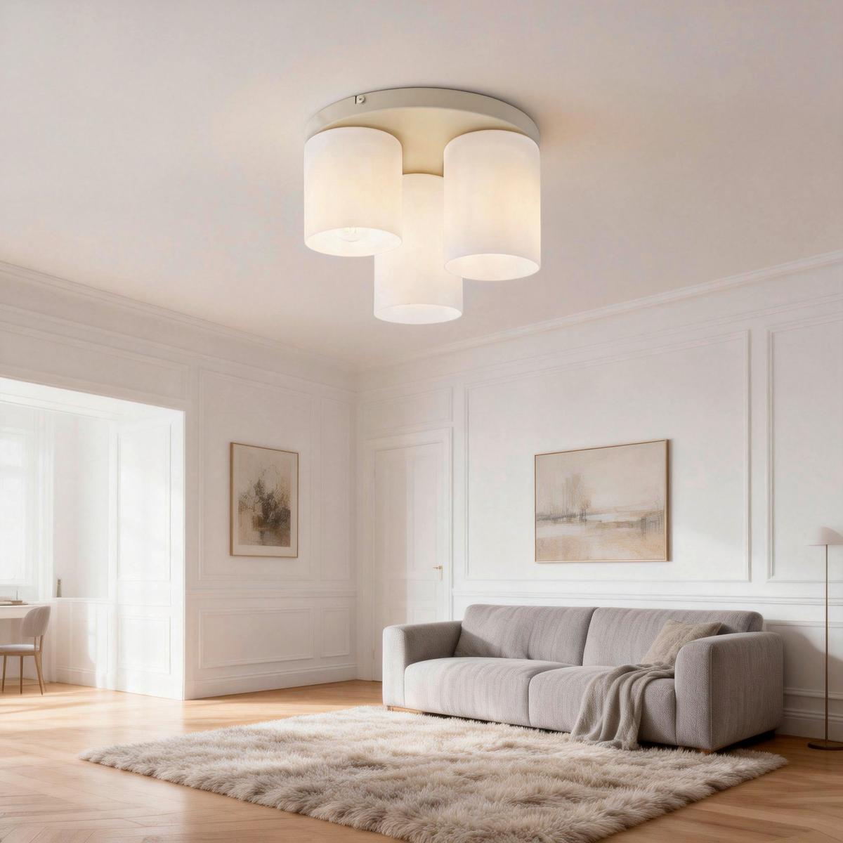 LAMPA SUFITOWA KINGA - kolor piaskowy, Trend, metal/szkło (32/23cm) - Novel