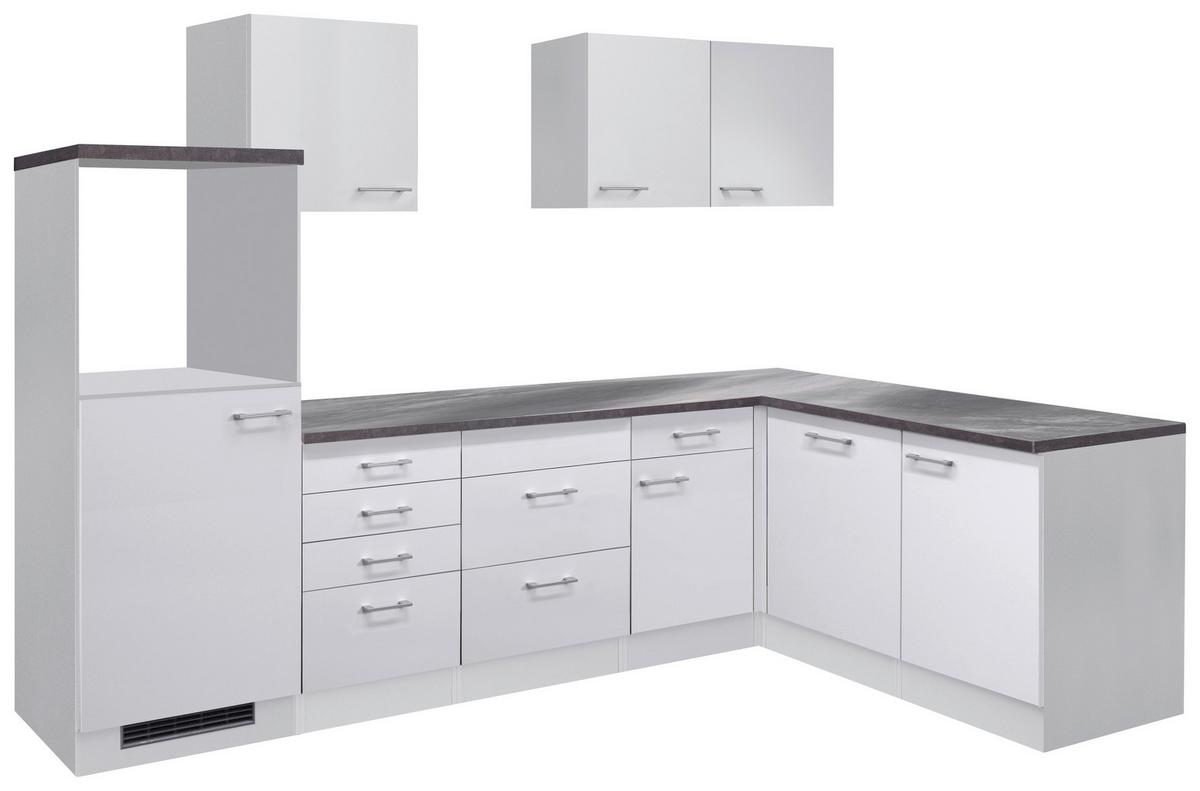 Kotna Kuhinja Brez Aparatov Lucca, Bela - bela/barve aluminija, Moderno, umetna masa/leseni material (280/170cm) - FlexWell