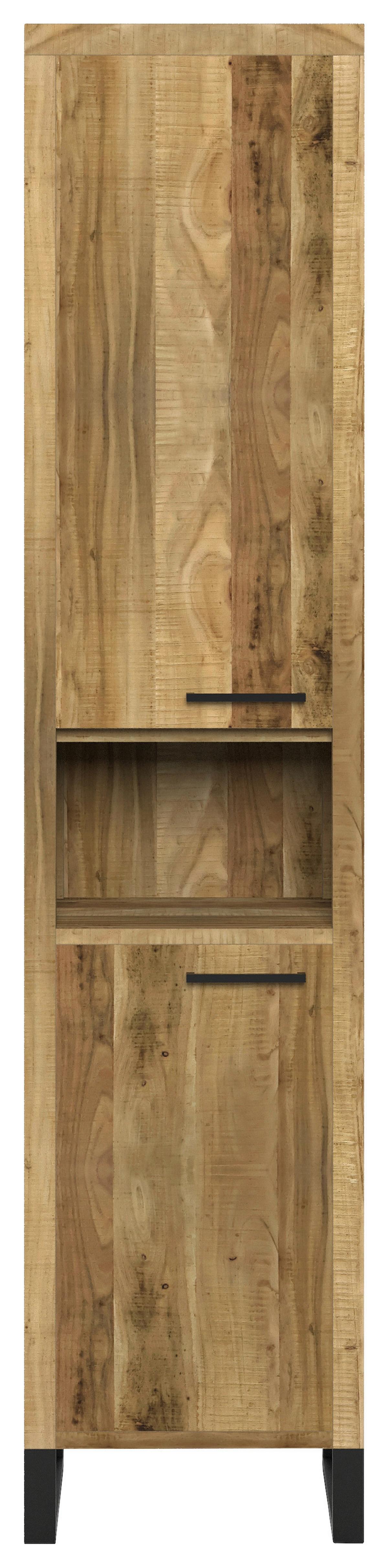 SZAFKA WYSOKA BENGALU - kolor akacjowy/czarny, Natur, metal/drewno (43/192/40cm) - Livetastic