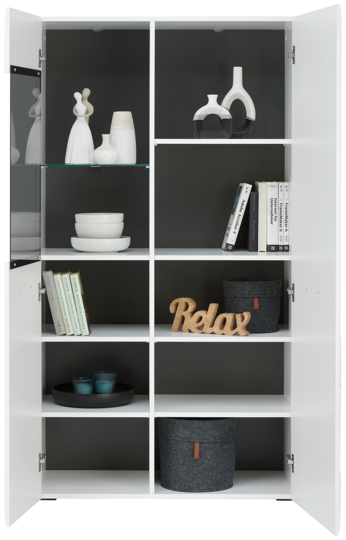 Vitrina Avanti, Antracit, Bela - bela/antracit, Moderno, umetna masa/steklo (90/164/41cm) - Hom`in