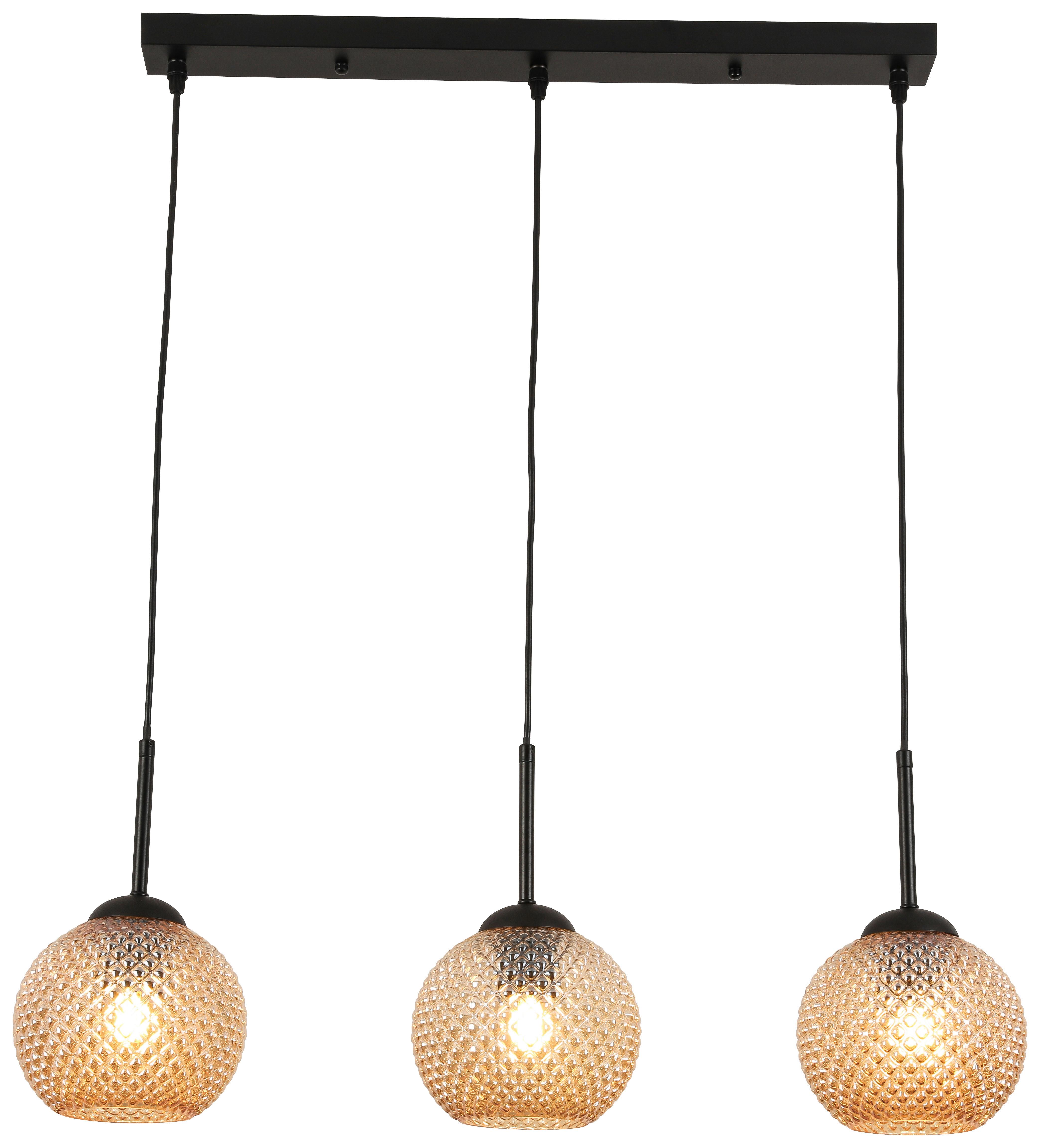LAMPA WISZĄCA GUDI - kolor bursztynowy/czarny, Modern, metal/szkło (70/16/120cm) - Modern Living