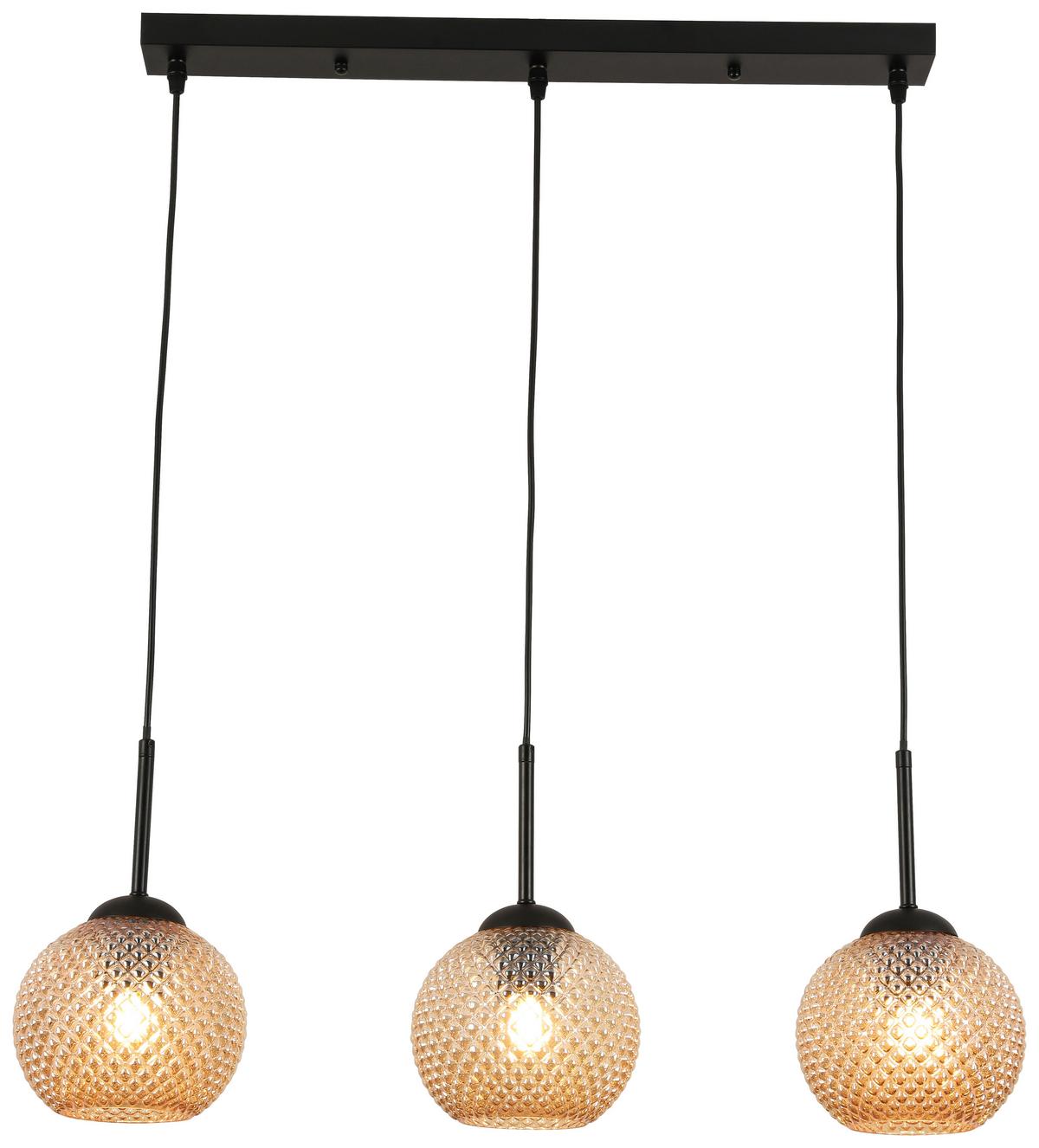 LAMPA WISZĄCA GUDI - kolor bursztynowy/czarny, Modern, metal/szkło (70/16/120cm) - Modern Living