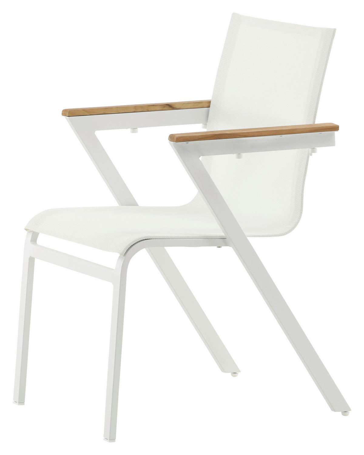 Stapelsessel-Set Mexico 2er Set ca. 57x87 cm Alu Weiß - Weiß, KONVENTIONELL, Holz/Metall (57/87/61cm) - Gardenson