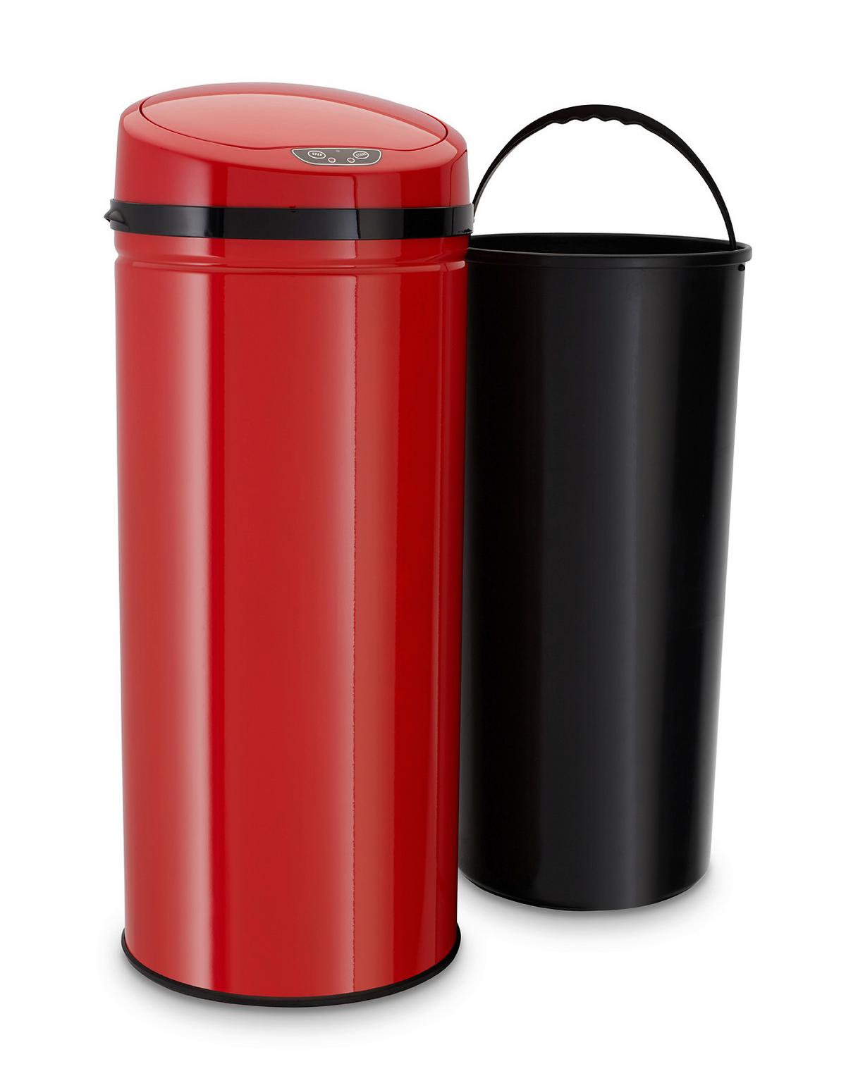Coș gunoi Sensor cca. 42 l - roșu/negru, Basics, plastic/metal (31/31/79,5cm) - Echtwerk