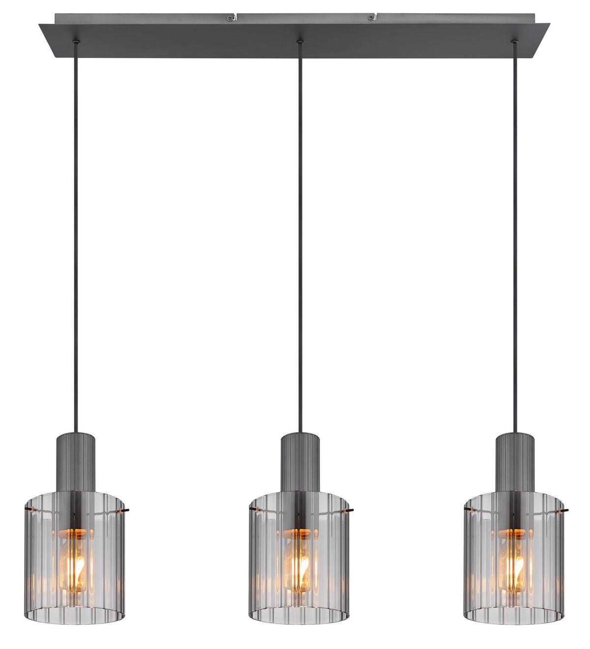 LAMPA WISZĄCA DUNDEE - ciemnoszary, Design, metal/szkło (98/18/120cm) - Novel