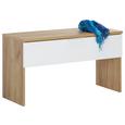 Garderobenbank Weiß/Eichefarben - Eichefarben/Alufarben, MODERN, Holzwerkstoff/Metall (92/51/38cm)