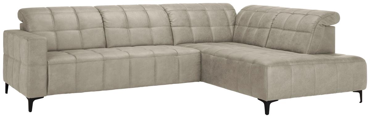 Ecksofa Panama rechts Grau - Schwarz/Grau, KONVENTIONELL, Textil/Metall (304/89-102/216cm) - Premium Living