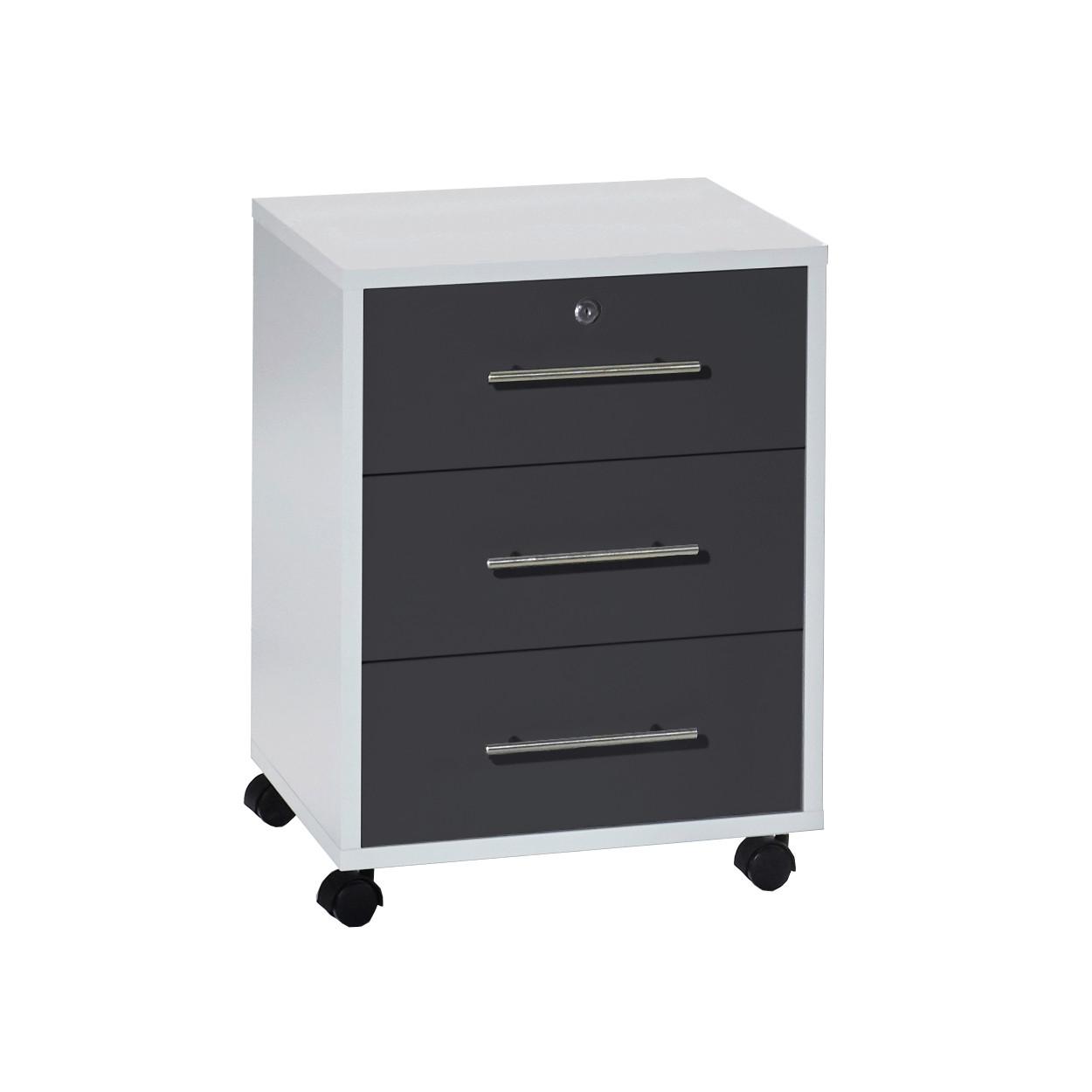 ROLLCONTAINER OFFICE EDITION - Anthrazit/Silberfarben, LIFESTYLE, Holzwerkstoff/Metall (44/58/40cm) - MID.YOU