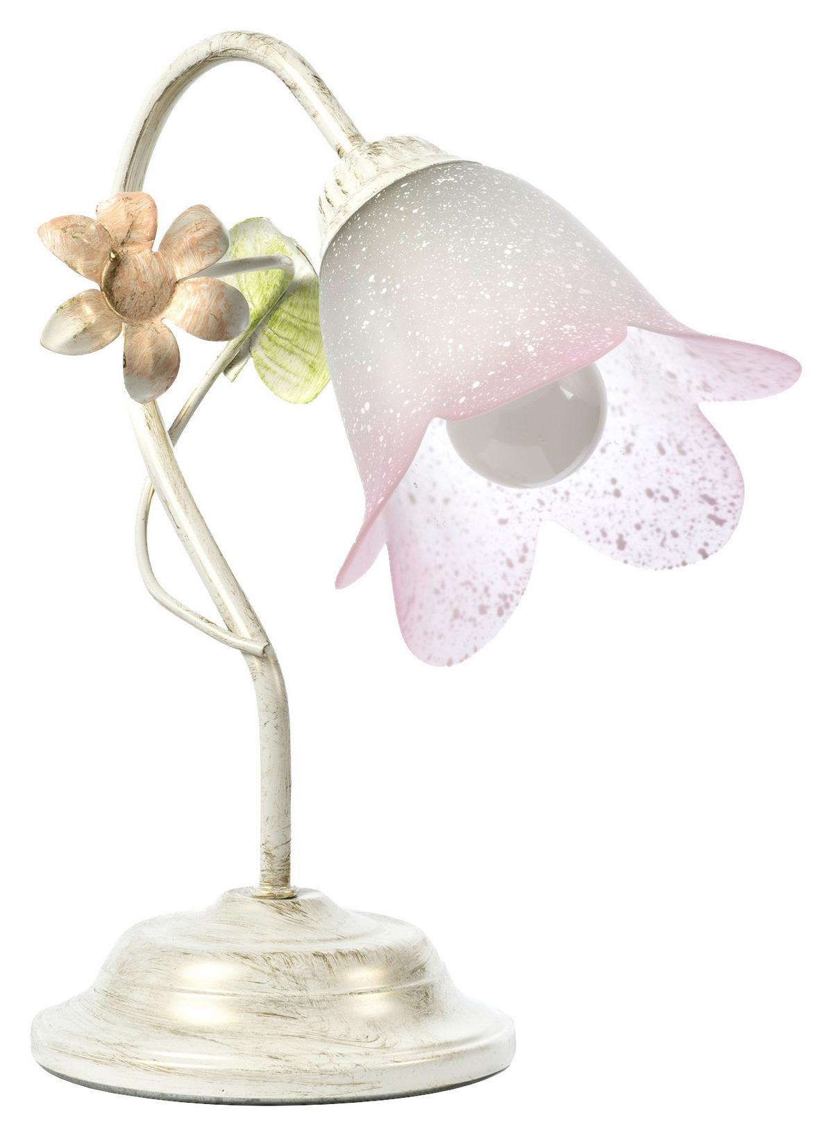 Tischleuchte Botton d'oro Weiß/Pink max. 6 Watt - Weiß, KONVENTIONELL, Glas/Metall (23/15/31cm)