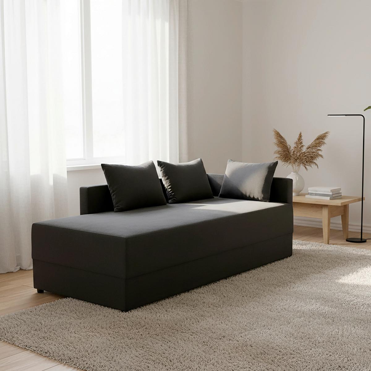 Sofa Elea Dunkelgrau Cord - Dunkelgrau/Schwarz, MODERN, Holz/Kunststoff (90/100/210cm) - Bessagi Home