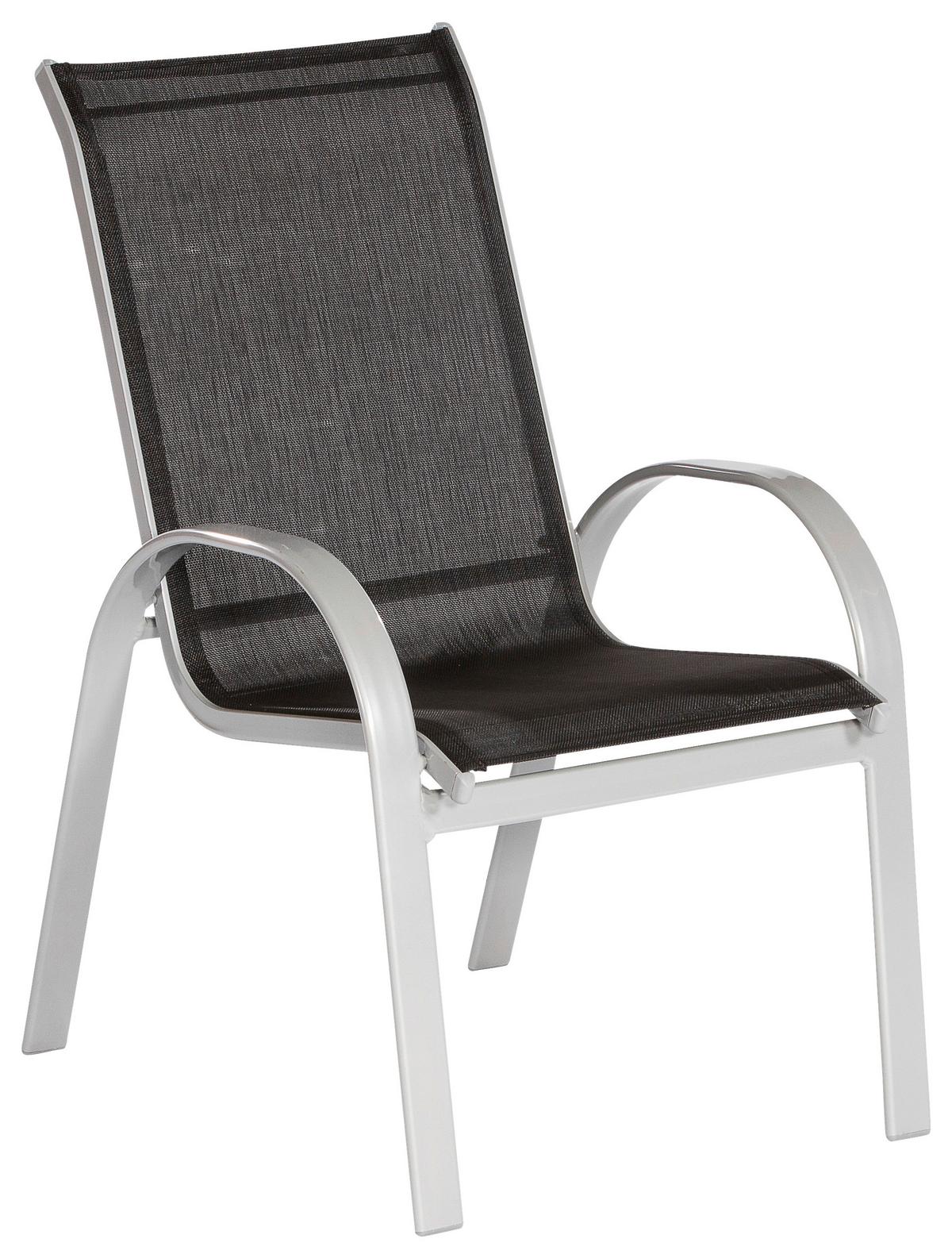 GARTENSET AMALFI - Silberfarben/Schwarz, MODERN, Textil/Metall - Gardenson