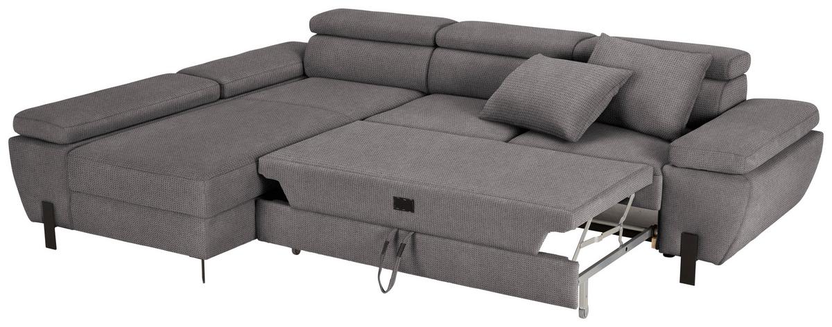 Kutna Garnitura Molina Mini - tamno siva/crna, Moderno, tekstil/metal (189/277cm) - Mömax
