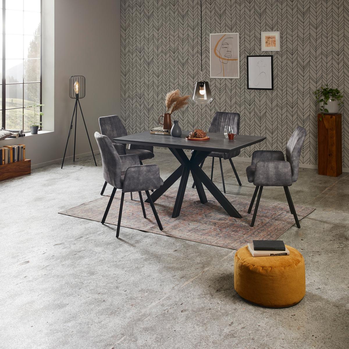 Jedilna Miza Steve 2, Črna, 140x90 Cm - črna, Moderno, kovina/leseni material (140/76/90cm)