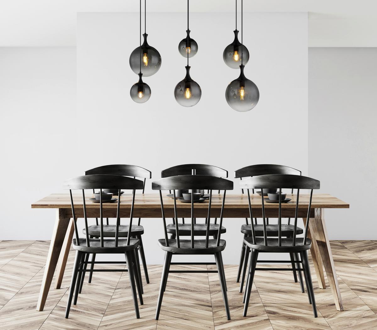 HÄNGELEUCHTE 15885-6H - Schwarz, Design, Glas/Kunststoff (97/48/141cm) - Globo