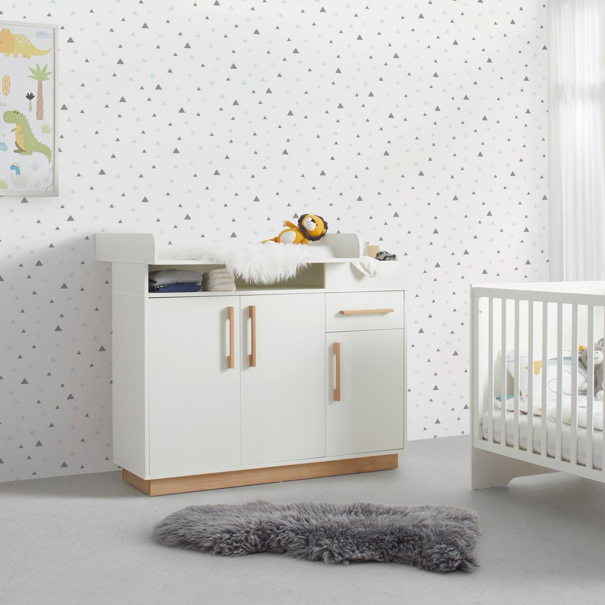 Previjalna Komoda Luna -Exklusiv- - bela/hrast artisan, Konvencionalno, leseni material (117/100cm) - Roba