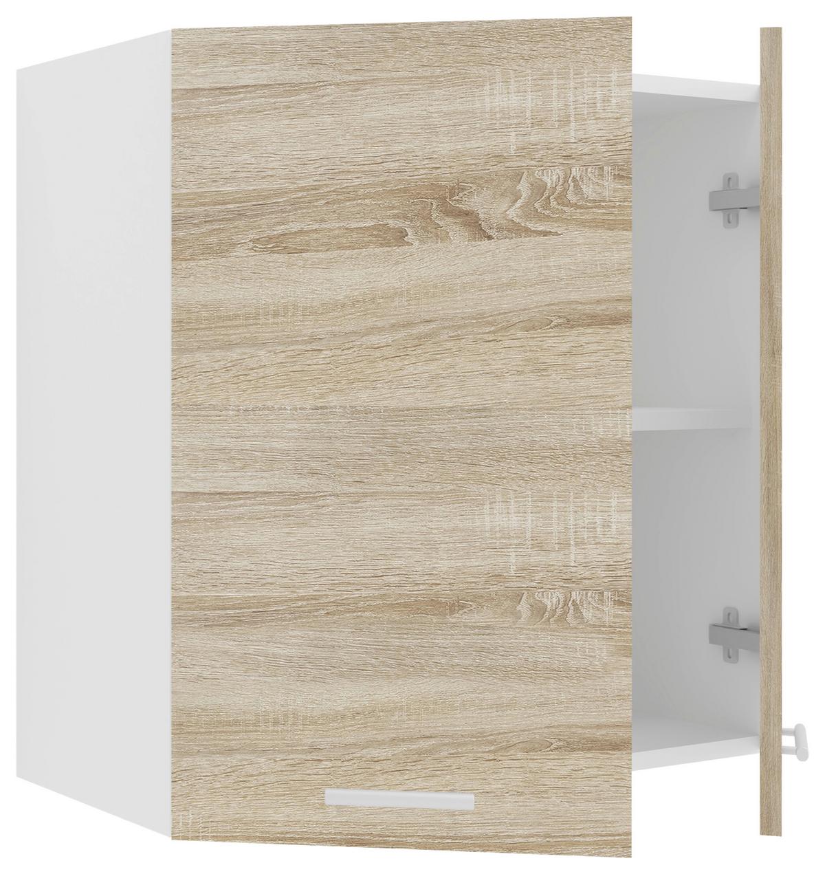 Kuhinjska Zgornja Omarica Esilo, Hrast, Bela - bela/barve aluminija, Konvencionalno, kovina/leseni material (60/60/31cm) - MID.YOU