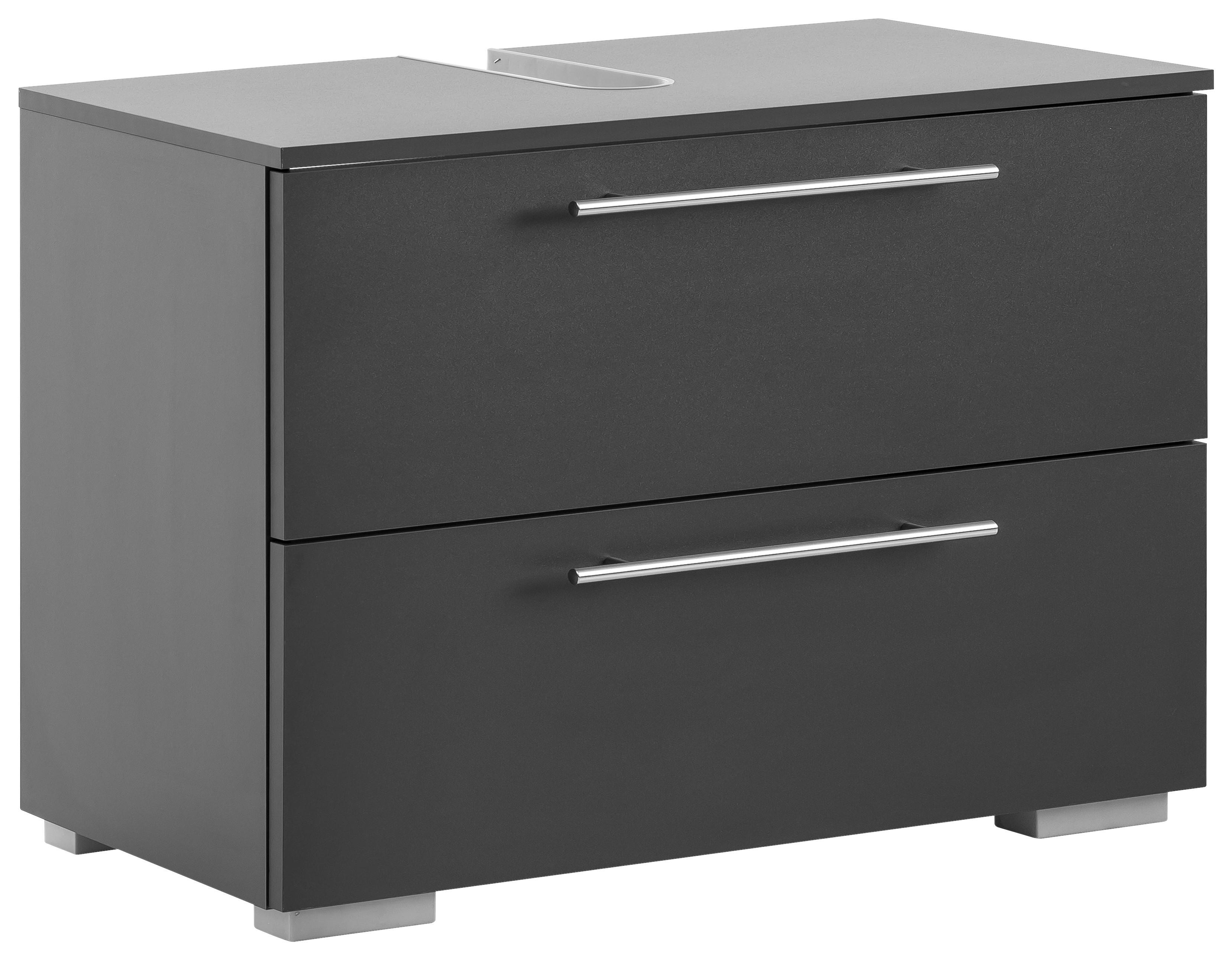 Waschbeckenunterschrank , anthrazit - Chromfarben/Anthrazit, KONVENTIONELL, Holzwerkstoff/Metall (80,2/59,1/35cm) - MID.YOU