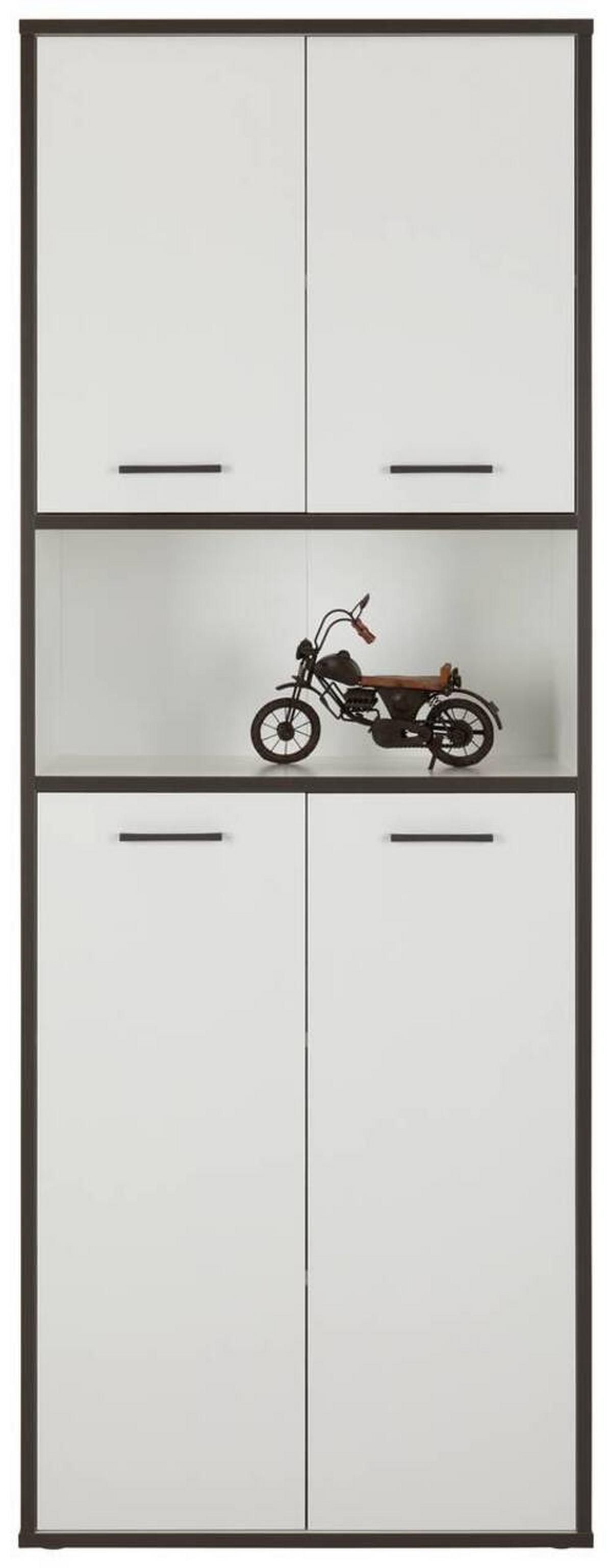 Regalkombination in Weiss/Grau - Weiss/Grau, Modern, Holzwerkstoff/Kunststoff (84,5/226,5/41,5cm) - Mömax