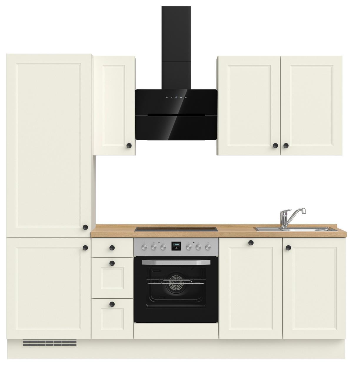 Küchenblock Cascada High m. Geräten Weiß - Eichefarben/Schwarz, MODERN, Holzwerkstoff/Metall (240cm) - Nobilia