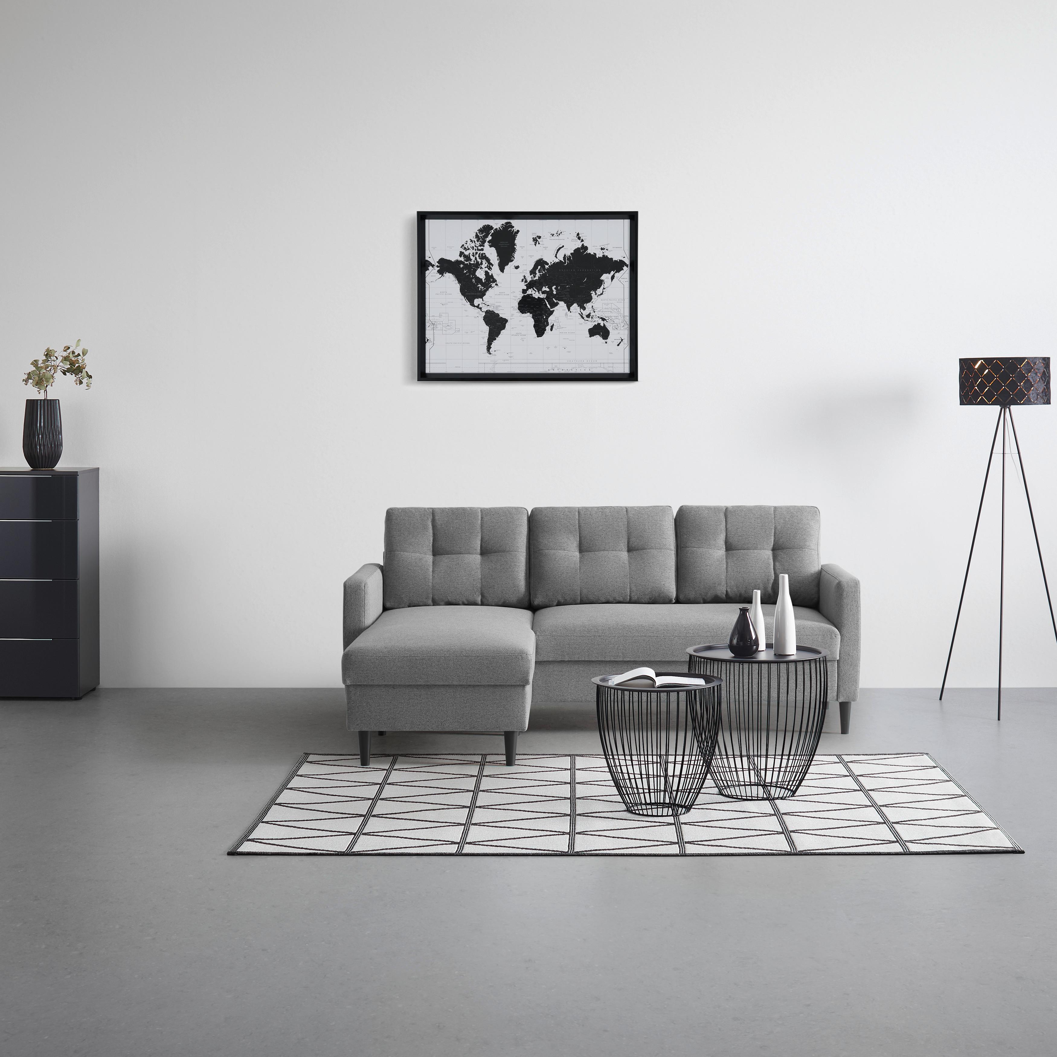 Wohnlandschaft Bergen Hellgrau - Hellgrau/Schwarz, MODERN, Holz/Holzwerkstoff (192/82/138cm) - Based