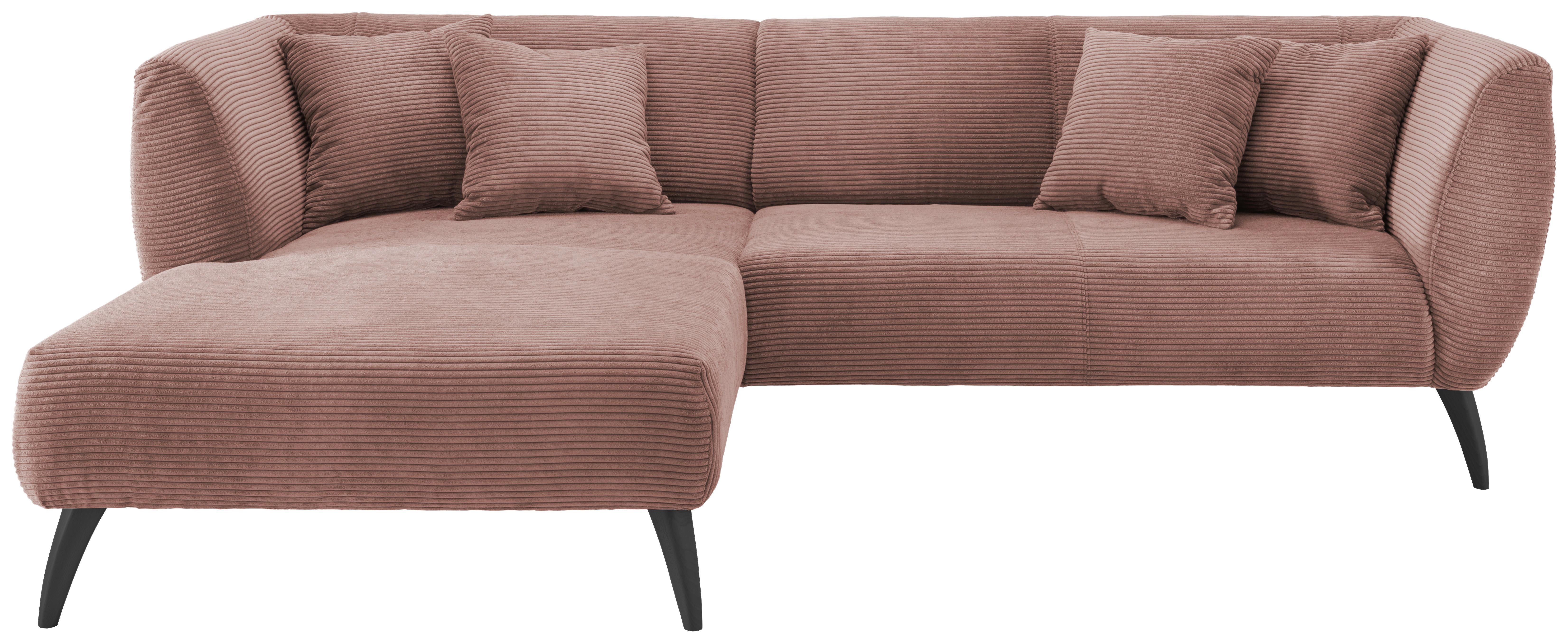Wohnlandschaft Colori Rosa Cord - Schwarz/Rosa, MODERN, Holz/Textil (160/264cm) - MID.YOU