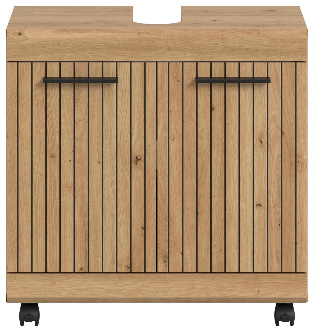 Waschbeckenunterschrank Scout Eiche Artisan - Schwarz/Eiche Artisan, Trend, Holzwerkstoff/Kunststoff (60/60/34cm) - MID.YOU