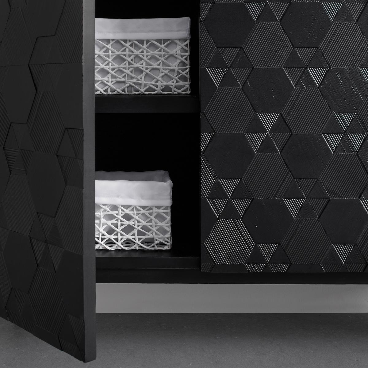 Sideboard Roma in Schwarz massiv - Schwarz, Modern, Holz/Metall (150/78/40cm) - Bessagi Home