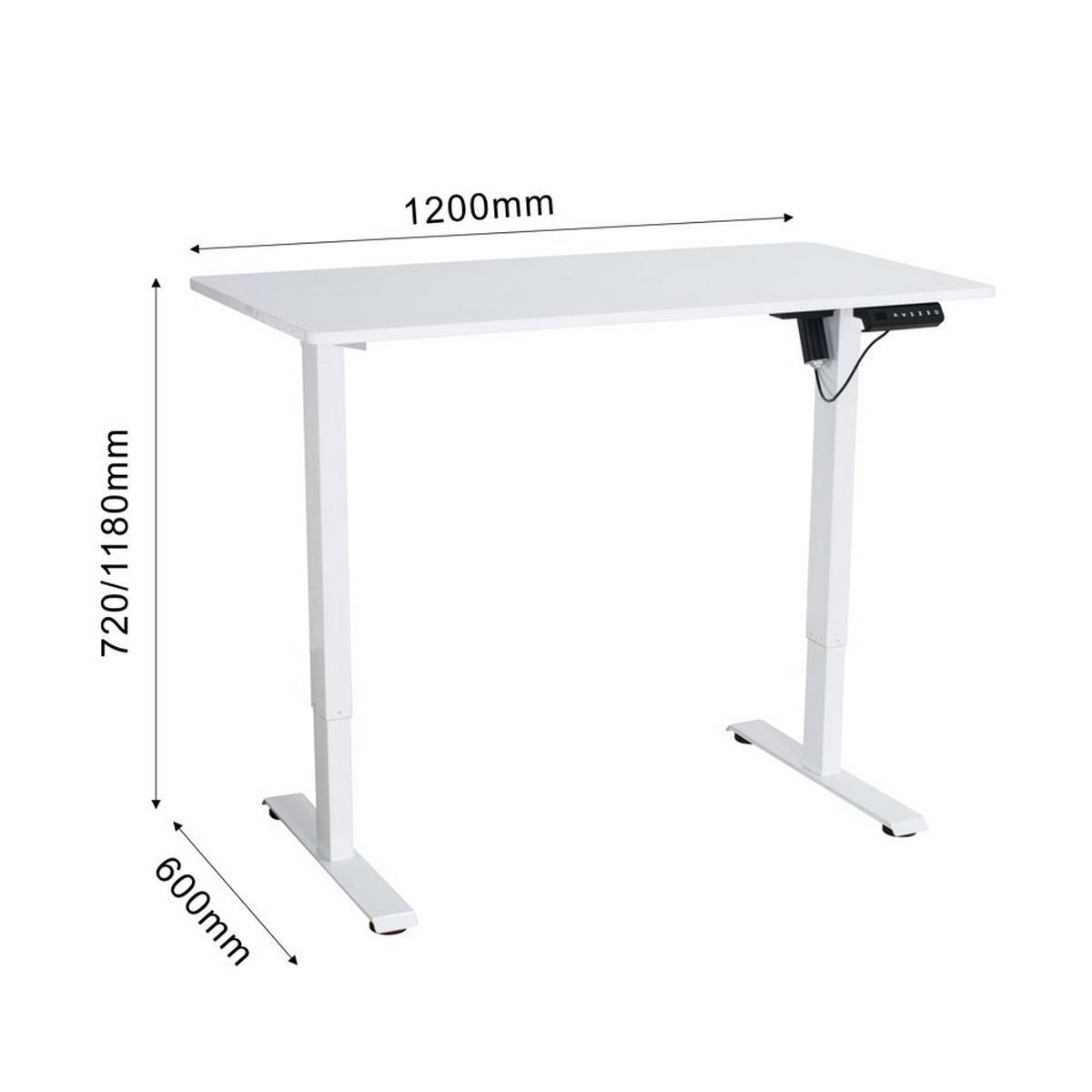 Dvižna Pisalna Miza Emil 2, Bela, 120x60 - bela, Moderno, kovina/leseni material (120/72-118/60cm) - Mömax