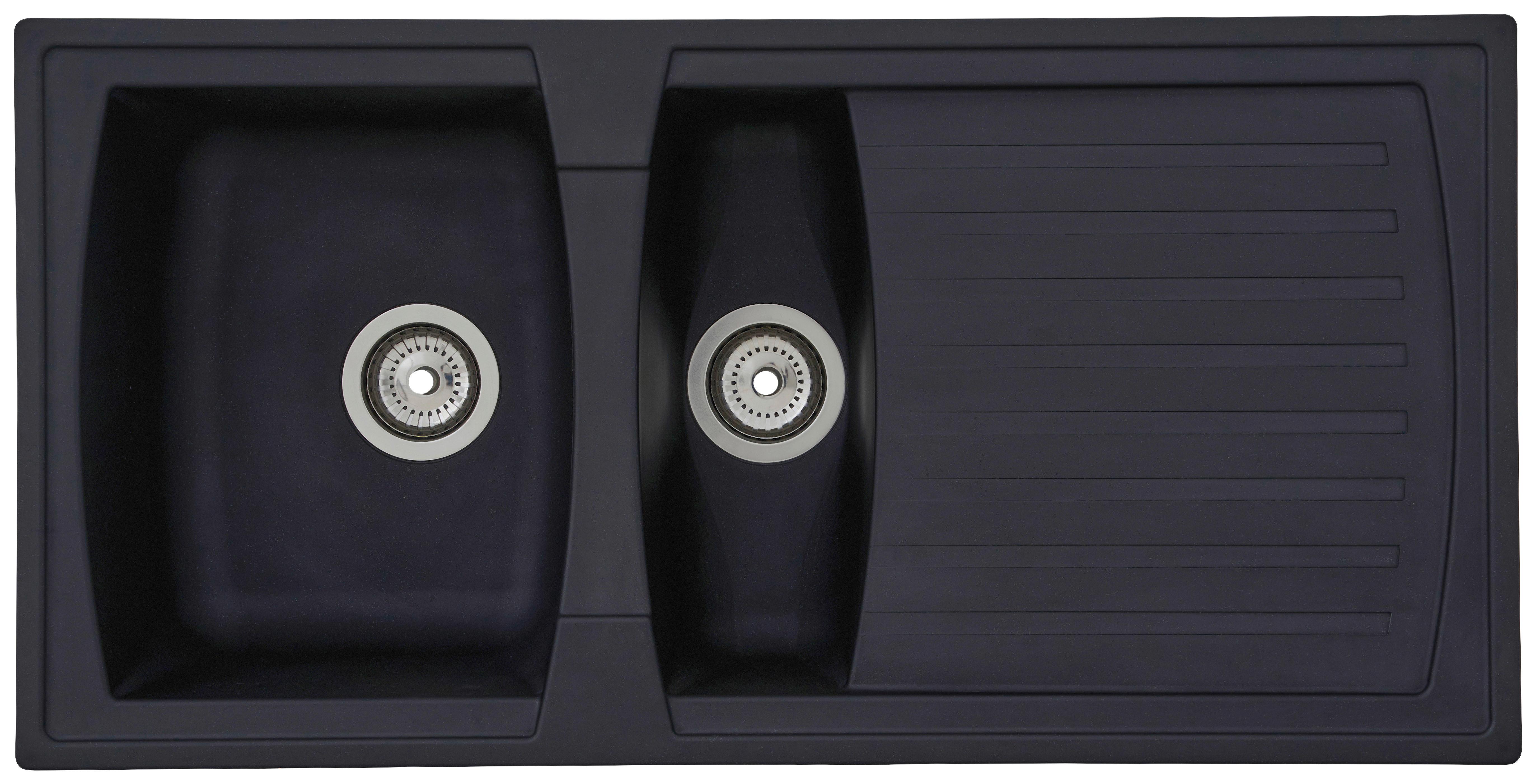 Einbauspüle Boston ca. 100x20x50 cm Schwarz - Schwarz, Trend, Glas/Kunststoff (100/20/50cm) - Respekta