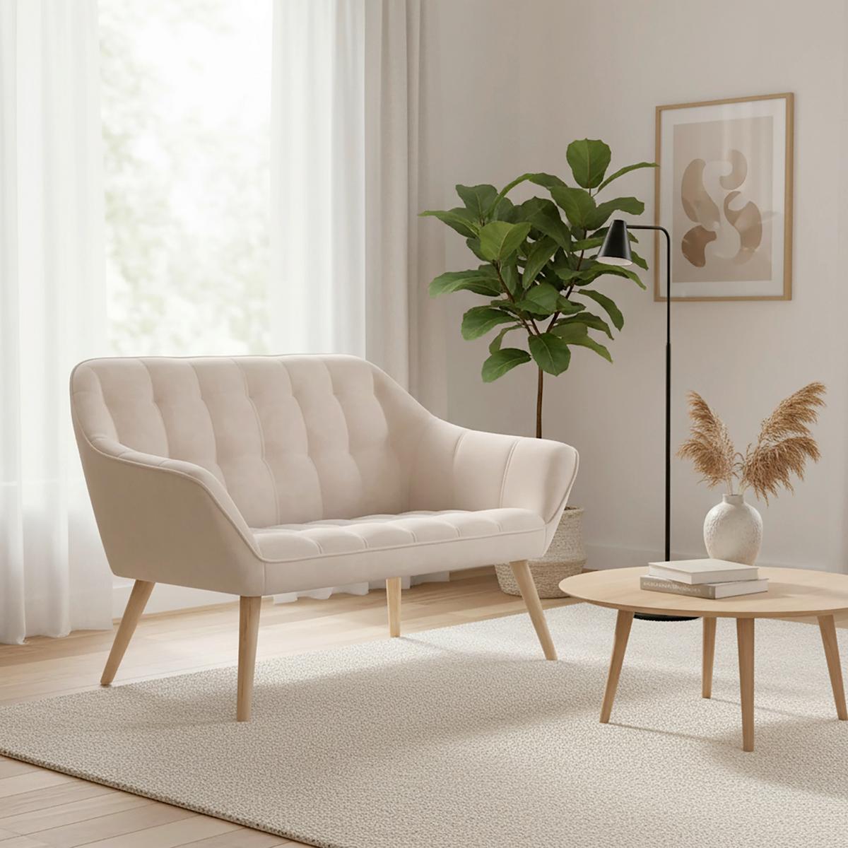 Kétüléses Kanapé Monique - bézs, Modern, textil/fa (126/74/76cm) - Bessagi Home