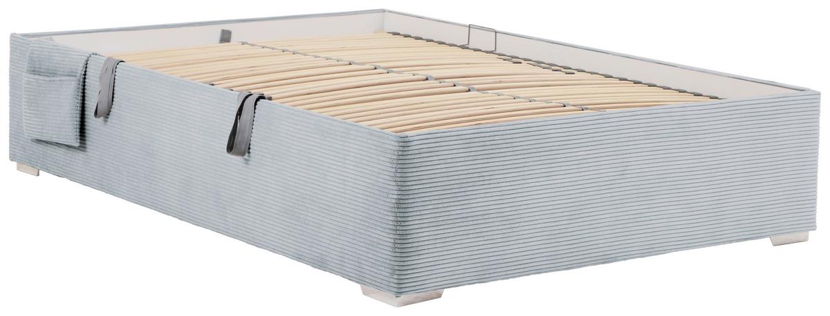 Bett Remi Graublau ca. 140x200cm - Chromfarben/Graublau, KONVENTIONELL, Holz/Kunststoff (140/200cm) - Mömax