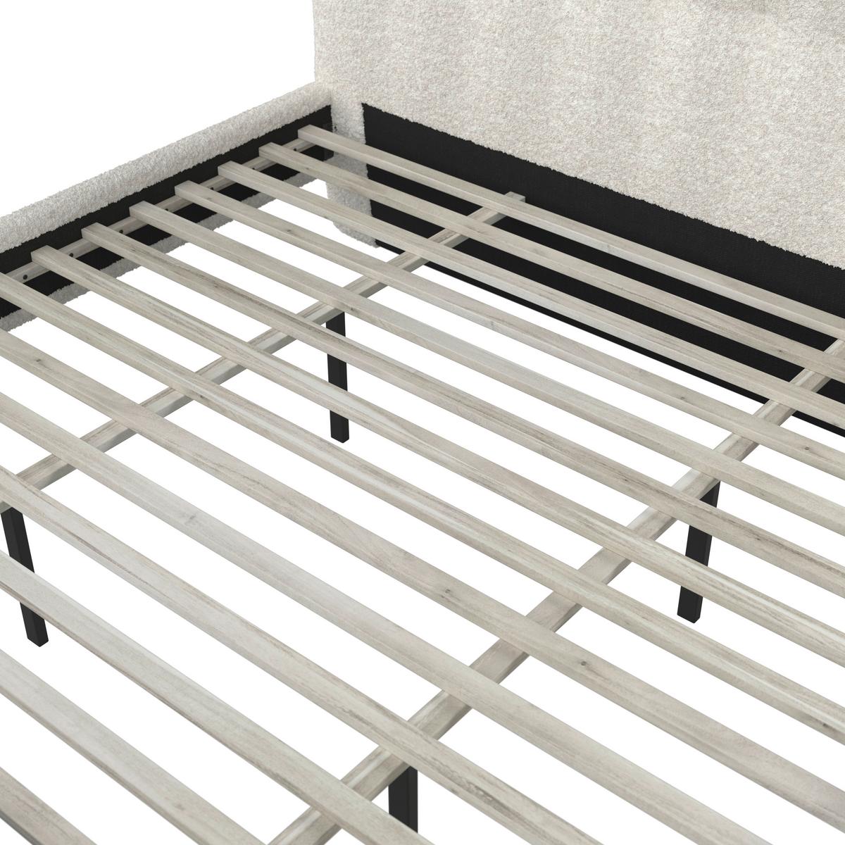 Kárpitozott Ágy Clea - elefántcsont/világosbarna, Modern, faalapú anyag/textil (180/200cm) - Bessagi Home