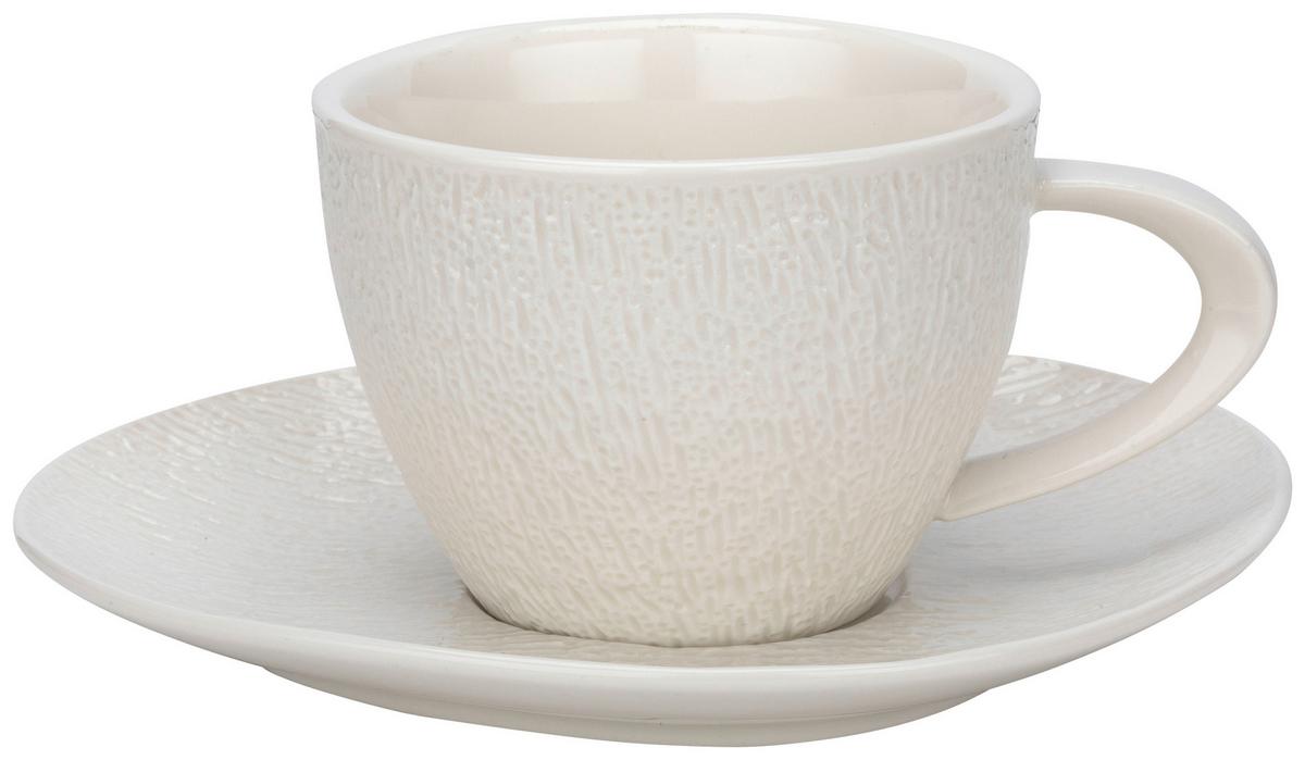 Kaffeetasse mit Untertasse Haruki in Weiß - Weiß, MODERN, Keramik - Mömax