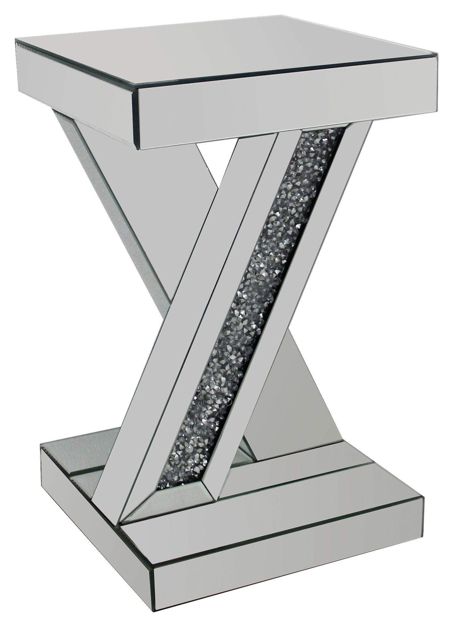 STOLIK BOCZNY ALEXA - kolor srebrny, Trend, materiał drewnopochodny/szkło (30/30/50cm) - Xora
