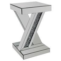 STOLIK BOCZNY ALEXA - kolor srebrny, Trend, materiał drewnopochodny/szkło (30/30/50cm) - Xora