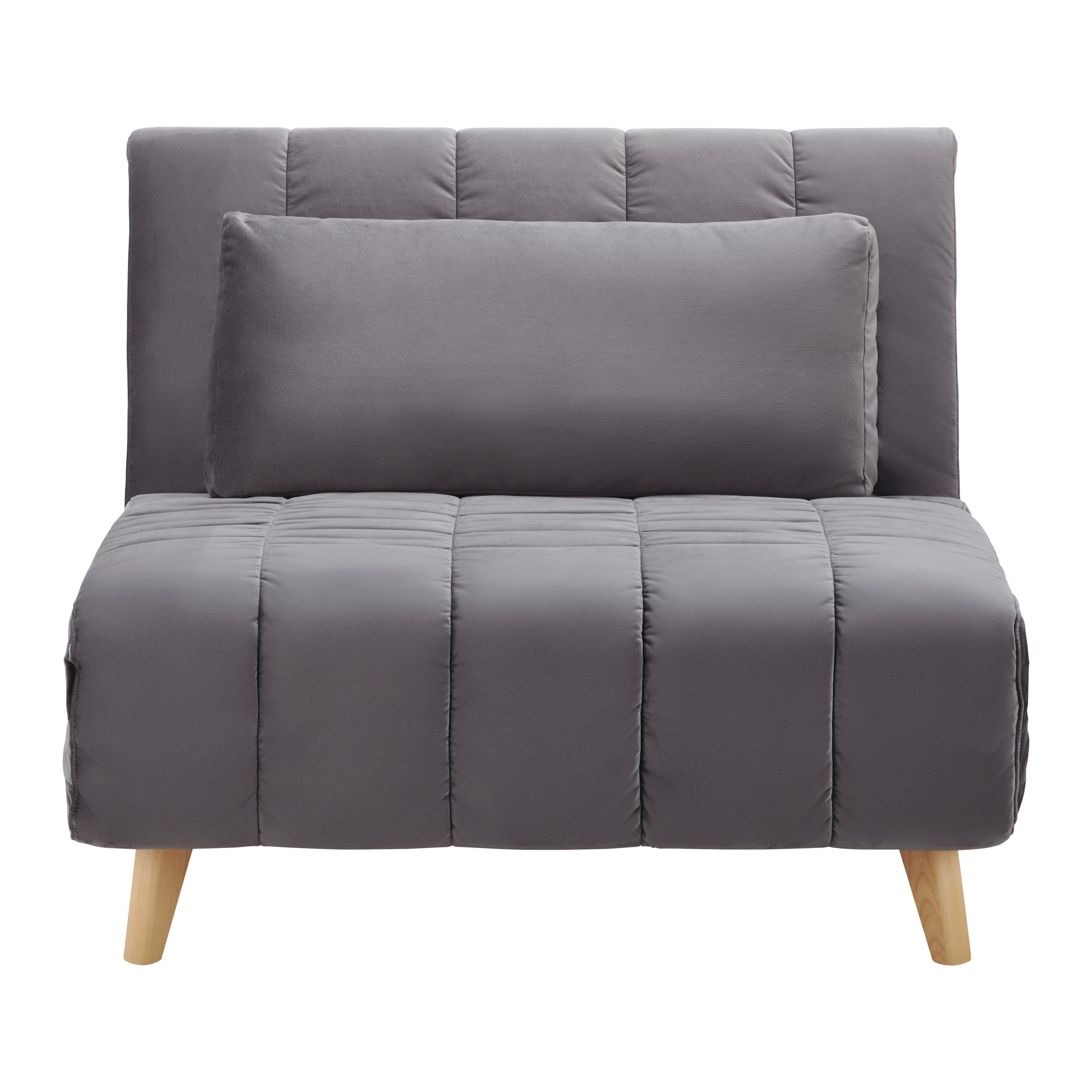 Schlafsessel Levin Grau Samt - Naturfarben/Grau, MODERN, Holz/Textil (103/94/82cm) - Bessagi Home