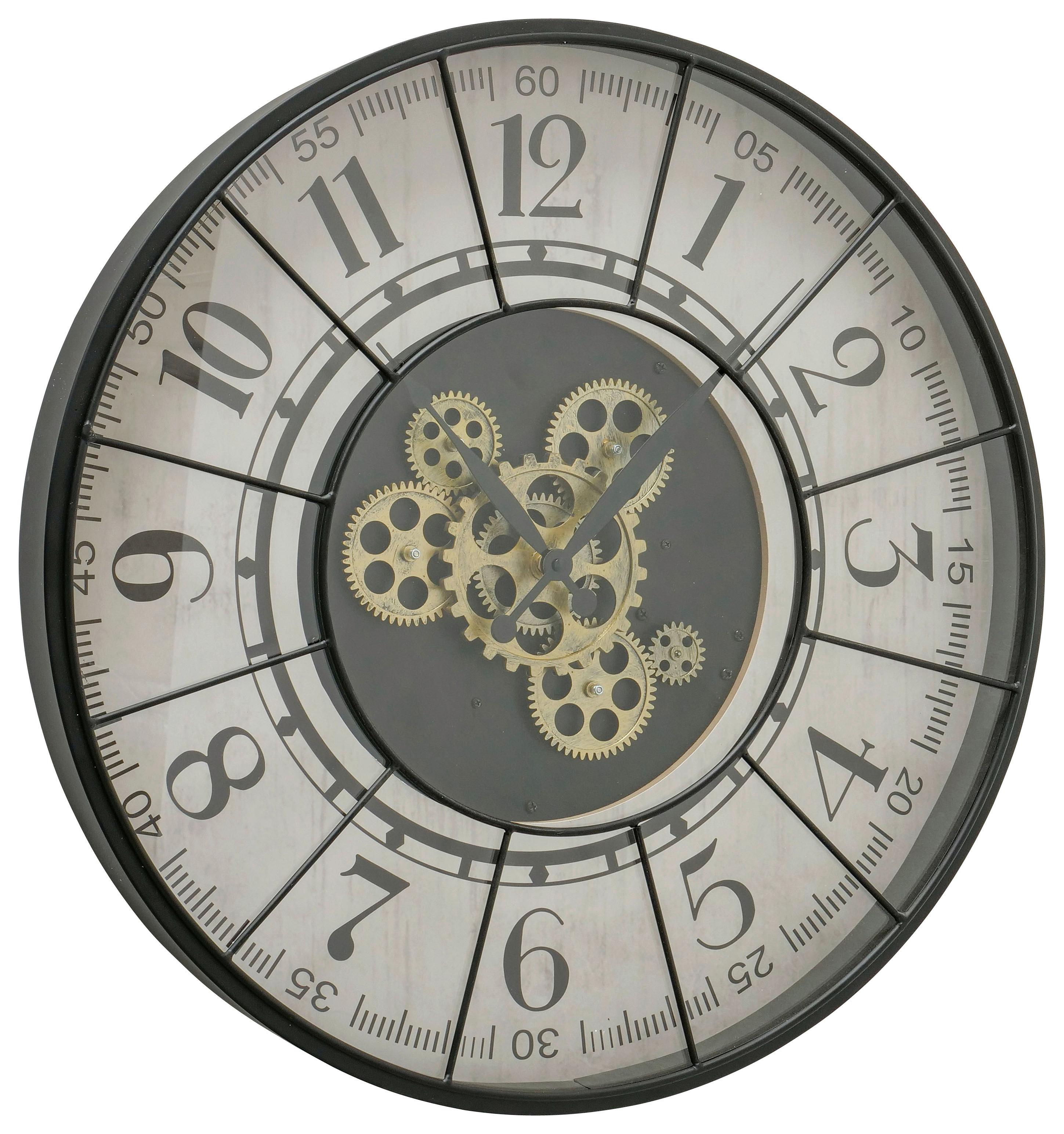 Wanduhr Metropol II in Grau/Weiß Ø ca. 57cm - Weiß/Grau, MODERN, Glas/Holzwerkstoff (57cm) - Premium Living